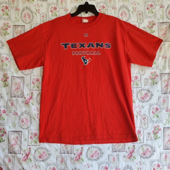 Vintage NFL Houston Texans Red Football T-Shirt Men's Size Large - Picture 1 of 7